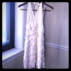 Marilyn Monroe halter white ruffle dress express